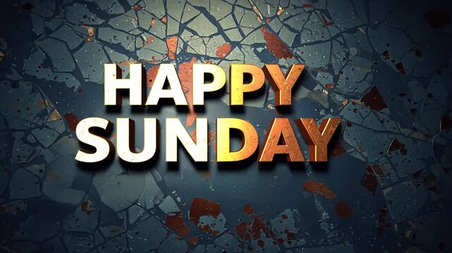 Happy Sunday text displayed on a cracked wall background, creating a vibrant and cheerful atmosphere