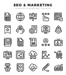 Set of simple Lineal SEO & Marketing Icons. Lineal art icons pack.