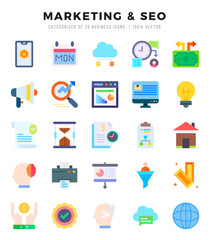 Set of Flat Marketing & Seo Icons. Flat art icon. Vector illustration