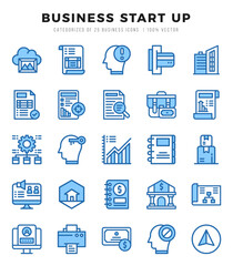 Business Start Up Two Color icons collection. 25 icon set. Vector illustration.