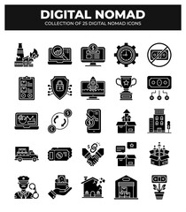 Digital Nomad Icons: 25 Essential Glyph Icons for Freelancers
