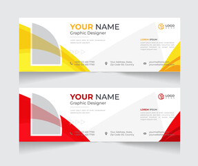 Email signature template or email footer and social media cover Web Banner template design set