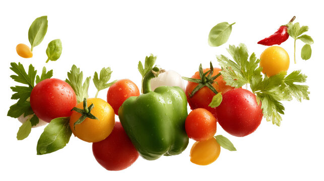 [Transparent Background PNG]Fresh Colorful Vegetables in Motion - Powered by Adobe