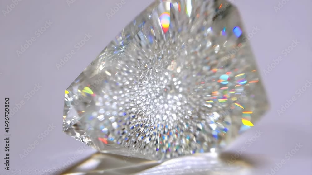 Poster iridescent crystals of light refract in a geometric gemstone illuminating a bright refraction patter