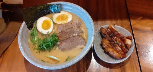 Top view image of japanese ramen