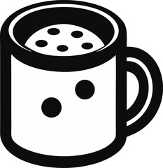 Mug With Cookie Inside Silhouette Vector Illustration