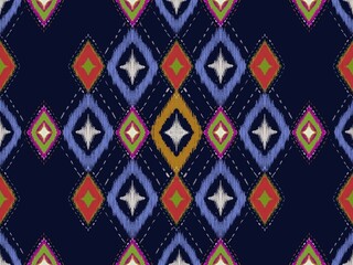 traditional thai style fabric pattern. traditional thai style Embroidery work fabric pattern. Aztec geometric art, Ethnic vector abstract blue background. Seamless pattern in tribal, folk embroidery.