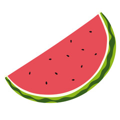 Flat Vector Illustration of Watermelon Slice
