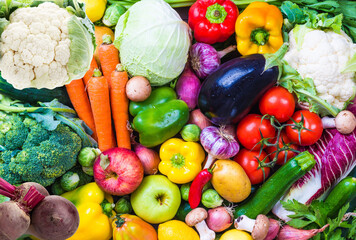 fresh vegetables on white