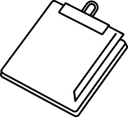 Notepad With Clip Line Art Vector Illustration 