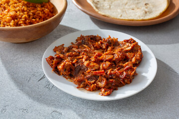 A view of a plate of jackfruit taco meat.