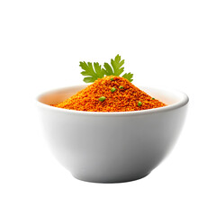 Aromatic Spice Blend in White Bowl with Parsley Garnish