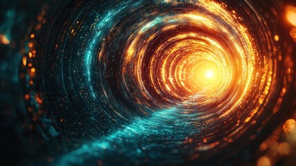 Obraz premium Swirling orange/blue tunnel converging on a bright light