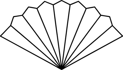 Paper Fan Unfolding Line Art Vector Illustration 
