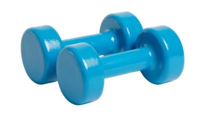 [Transparent Background PNG]Pair of Bright Blue Dumbbells on White Background