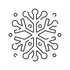 Snowflake Icon Icon Outline style, symmetrical blue snowflake representing winter or cold climates, suitable for seasonal graphics and climate topics.