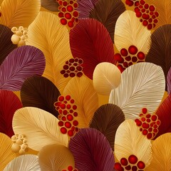 Vibrant autumn foliage pattern with berries