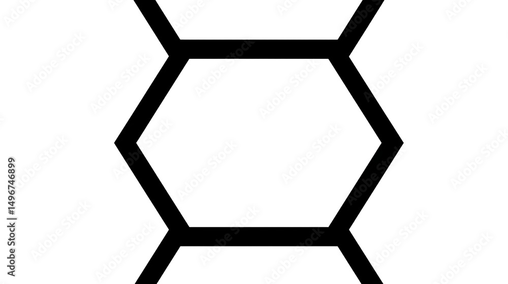 Fototapete minimal black border hexagon with flat regular shape centered on white background in ultra high defi