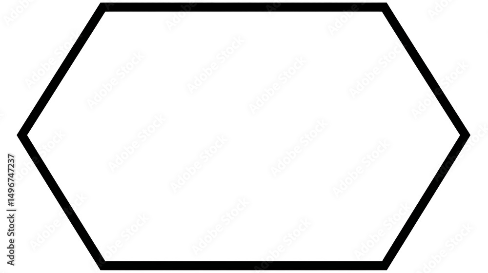 Aufkleber minimal black border hexagon with flat regular shape centered on white background in ultra high defi