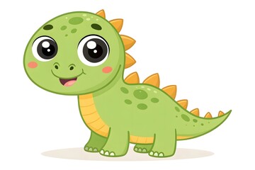Fototapeta premium Adorable Cartoon Baby Dinosaur Illustration Cute Green Dino Childish Design