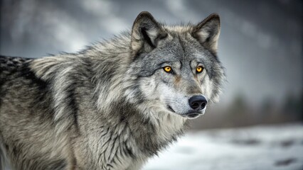 gray wolf in the snow