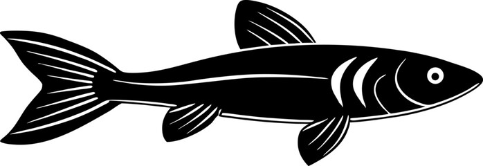 Silhouette Of A Guppy Fish Line Art Vector Illustration