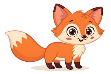 Obraz premium Adorable Cartoon Fox Illustration Cute Friendly Red Fox Kit Character Design