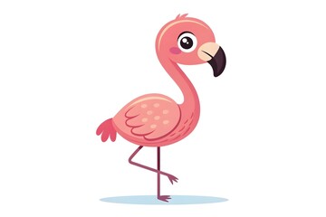 Fototapeta premium Adorable Pink Flamingo Cartoon Illustration Cute Bird Tropical Animal Design Perfect for Kids