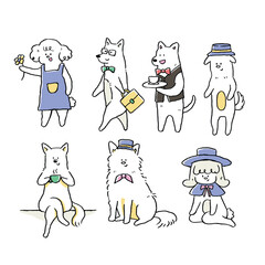 Cute Dog Character doodle Pastel Color