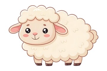 Naklejka premium Adorable Cartoon Lamb Cute Fluffy Sheep Illustration Childrens Book Character Design