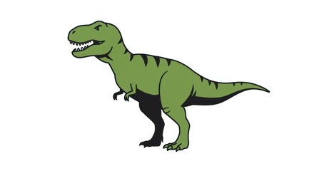 Cartoon green dinosaur on a white background.