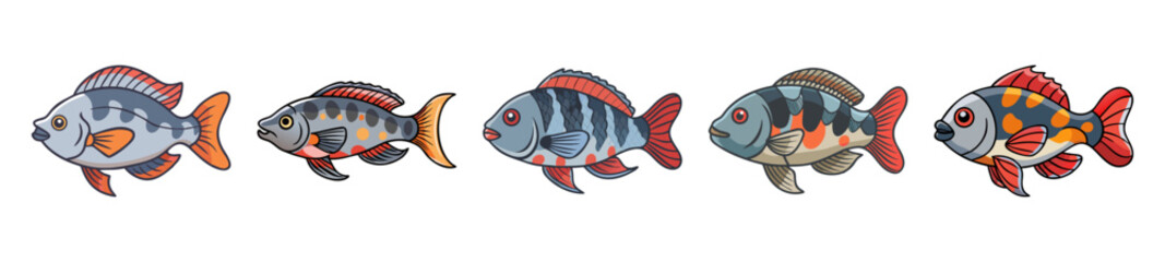 firemouth cichlid fish icon, firemouth cichlid fish line art - simple line art of firemouth cichlid fish, perfect for firemouth cichlid fish logos and icons