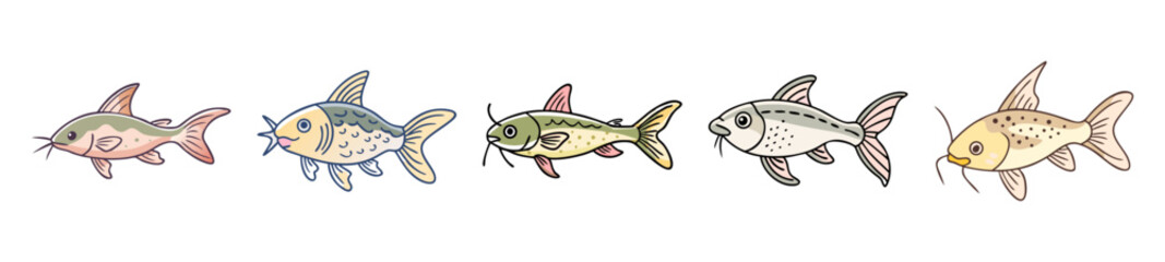 Fototapeta premium corydoras catfish icon, corydoras catfish line art - simple line art of corydoras catfish, perfect for corydoras catfish logos and icons