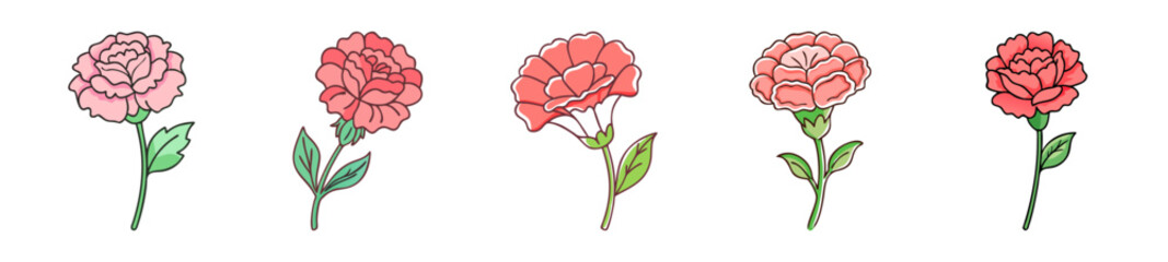 carnation flower icon, carnation flower line art - simple line art of carnation flower, perfect for carnation flower logos and icons