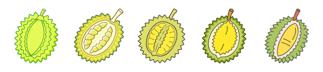 durian fruit icon, durian fruit line art - simple line art of durian fruit, perfect for durian fruit logos and icons