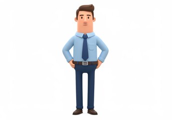 3D Illustration of Cartoon businessman in shirt and tie isolated on white background