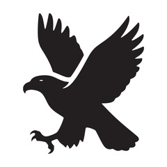 A striking, minimalist black silhouette of an eagle in a dynamic pose, symbolizing power, freedom, and precision in bold simplicity.