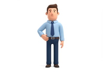 3D Illustration of Cartoon businessman in shirt and tie isolated on white background