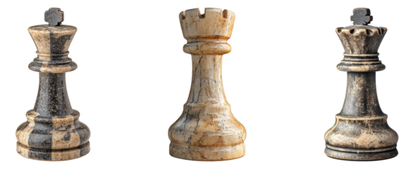 Classic Chess Pieces Displayed in Detailed Close-Up Views