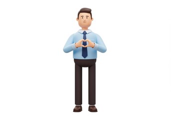 Obraz premium 3D Illustration of Cartoon businessman making heart shape with hands isolated on white background