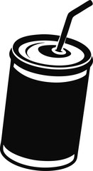 Soda Can With Straw Silhouette Vector Illustration