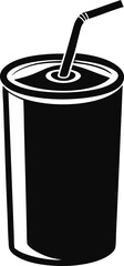 Soda Can With Straw Silhouette Vector Illustration