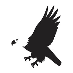 A striking, minimalist black silhouette of an eagle in a dynamic pose, symbolizing power, freedom, and precision in bold simplicity.