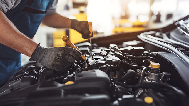Mechanic Working on Car Engine