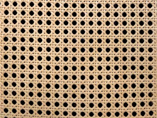 Close-up of Natural Woven Rattan Cane Texture