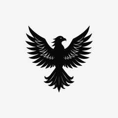 Minimalist Black Eagle Silhouette on White Background – Clean High-Contrast Vector Design for Prints & Logos