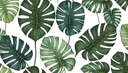 seamless pattern with green leaves