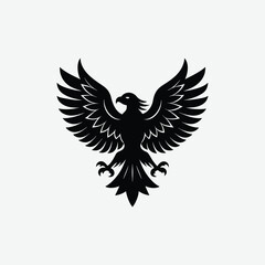 Minimalist Black Eagle Silhouette on White Background – Clean High-Contrast Vector Design for Prints & Logos