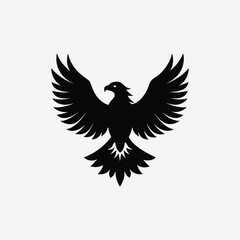 Minimalist Black Eagle Silhouette on White Background – Clean High-Contrast Vector Design for Prints & Logos