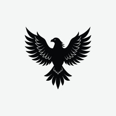 Minimalist Black Eagle Silhouette on White Background – Clean High-Contrast Vector Design for Prints & Logos